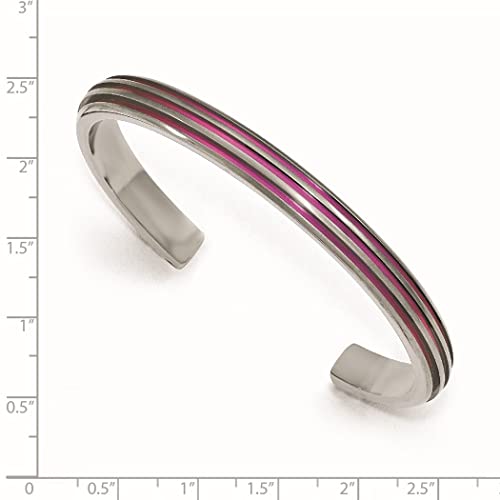 7.00Mm Edward Mirell Titanium Polished Triple Groove Pink Anodized Cuff Bracelet Jewelry Gifts For Women #TOP1