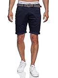 Indicode Herren Estrada Chino Shorts mit Gürtel | Chino Stretch Herrenshorts f. Männer Navy L