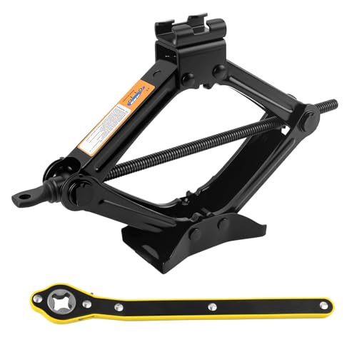 1T Scissor Jack for Car with Ratchet Wrench Kit,Heavy Duty Scissor Car Jack Kit for Cars Lifting Jobs Easy Tire Change,Essential Cars Scissors Jacks Lift Range 3.11