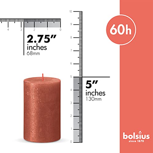 Bolsius 4 Pack Amber Shimmer Metallic Pillar Candles - 2.75 X 5 Inches - Premium European Quality - Natural Eco-Friendly Plant-Based Wax - Unscented Dripless Smokeless 60 Hour Party & Wedding Candles #TOP1