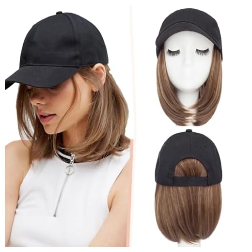 SEGO Baseball Cap with Hair Extensions for Women Heat Resistant Synthetic 6'' Adjustable Short Straight Hairpiece Replacement Wigs in Hat for Girls