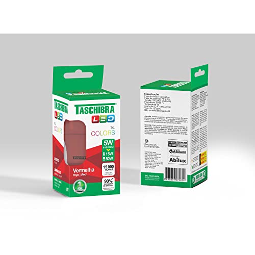 Taschibra 11080392, Lâmpada LED TKL Colors, 5 W, Vermelho