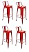 La Silla Española - Pack 4 Taburetes estilo Tolix con respaldo. Color Rojo. Medidas 95x44,5x44,5