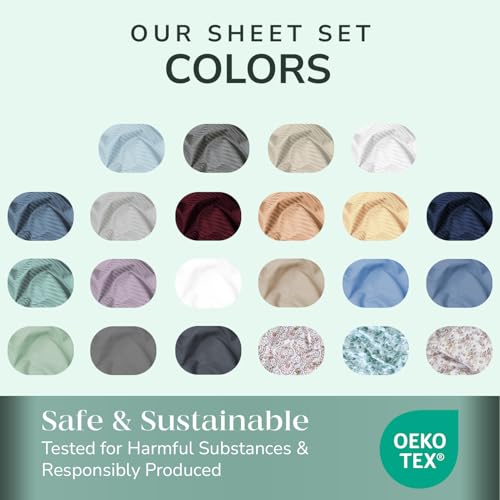 Feather & Stitch 500 TC Queen Size 4pc Damask Bed Sheet Set, 100% Soft Cotton Breathable Bedsheets, 18" Deep Pockets Sateen Weave Solid Bedding Mattress Resort Hotel Luxury Decor - (Champagne Beige) by FEATHER & STITCH NEW YORK - Image 7