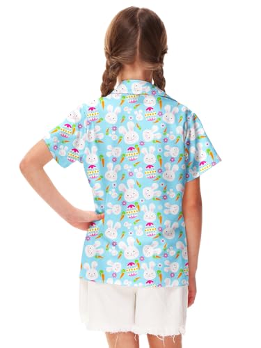 Image of Remimi Unisex Kids 4th of July Button Up Shirt Boys American Flag Print Hawaiian Beach Short Sleeve Tops 5-14 Years