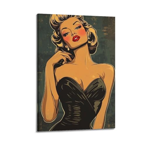 Poster mural décoratif rétro toile 50x75 cm salon chambre style cadre