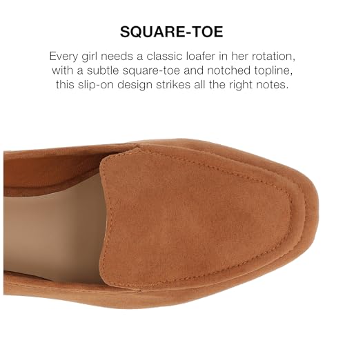 Image of Journee Womens Suede Loafer Flat Square Toe Noticed Topline Padded Block Heel - Tullie Casual Dress Shoe