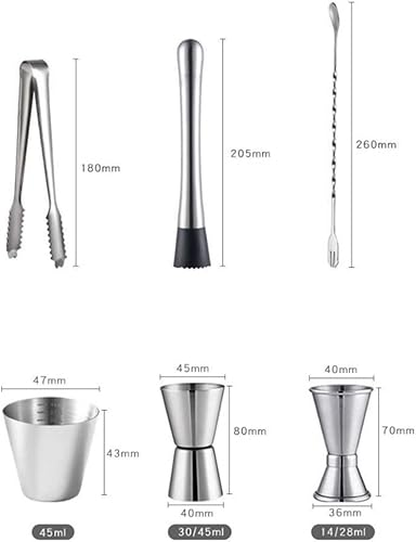 Miniatura 7 de TOEWOE Kit de camarero con soporte, juego de coctelera de 19 piezas para bebidas mixtas, herramienta profesional de barra de acero inoxidable para