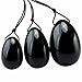 TUMBEELLUWA Yoni Egg Healing Crystal 3 PCS Drilled Massage Stones for Women to Train Pelvic Muscles Kegel Exercise, Obsidian