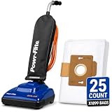 Solar Commercial Upright Vacuum Cleaner PV030-W12-U Bundle with 25 X1899 HEPA Vacuum Bags – Lightweight 12" Cleaning Path, Built-In Hard Floor Squeegee, 35' Cord, Commercial Cleaning System