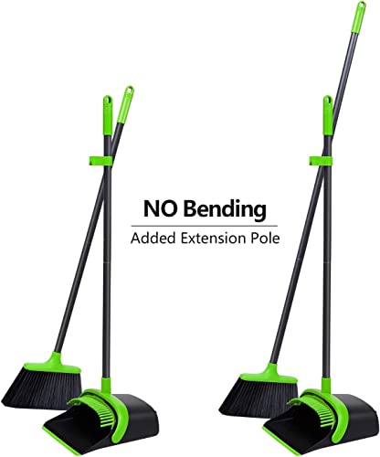 Broom And Dustpan Set, Broom And Dustpan Set For Home, Dustpan With 52" Long Handle Broom Combo Set, Standing Dustpan And Broom Set For Home Kitchen Room Office Lobby Floor Cleaning #TOP1