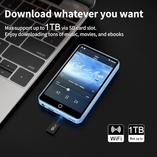 MP3 Player with Bluetooth and WiFi, 80GB Storage& Android OS, 4" Touch Screen Spotify Music&Video Player, Built-in Speaker, FM Radio, MP4 Player for Kids (Blue) - Image 2