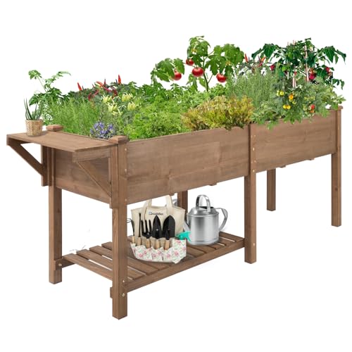 Raised Garden Bed with Legs Outdoor, Elevated Garden Box with Legs, Large Storage Shelf for Vegetable, Flower, Herb, Easy to Assemble,81x23x31 in 80
