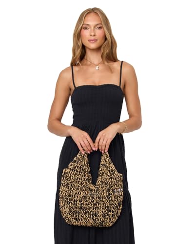 Bolso Tote bicolor de rafia con asas acrílicas miniatura 2
