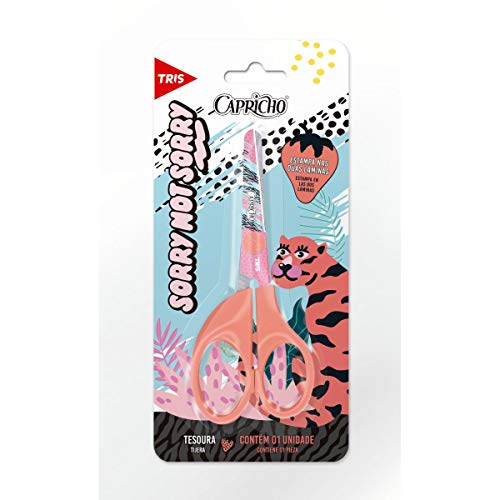 Tesoura Escolar, Tris Summit, Capricho, 13 cm, Ponta Arredondada