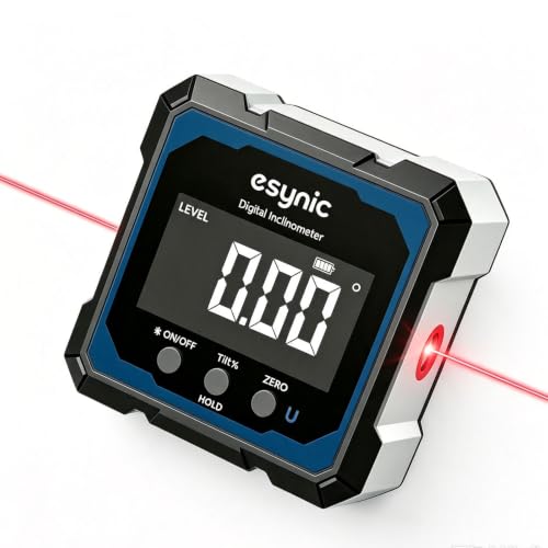 Image of eSynic 4-Sided Magnetic Digital Inclinometer with Red Laser Rechargeable