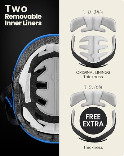 Image of OutdoorMaster Skateboard Cycling Helmet - ASTM & CPSC Certified Two Removable Liners Ventilation Multi-sport Scooter Roller Skate Inline Skating Rollerblading for Kids, Youth & Adults - L - Deep Blue