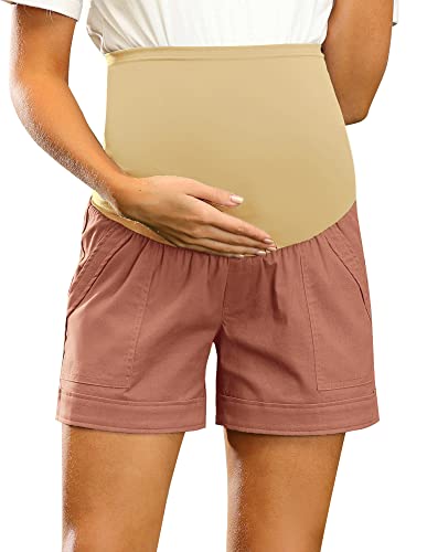 Short de maternité en coton confortable à bandeau haut de maintien