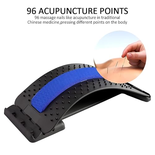 Image of Stretching Device Back Massager Lumbar Support For Bed & Chair Spinal, Lower And Upper Muscle Pain Relief (Blue)