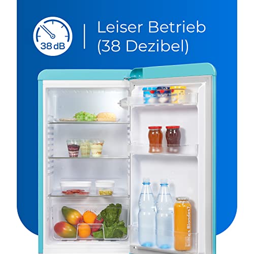 Exquisit Retro Kühlschrank RKS100-V-H-160F in Taubenblau