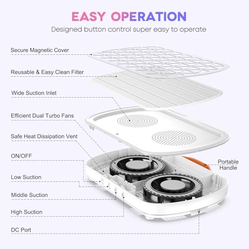 Extractor de polvo para uñas AURELLE potente y portátil miniatura 5