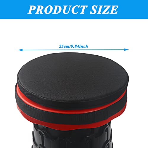 Wao Zone Retractable Folding Stool Cushion, Round Thickened Telescopic Stool Seat Cushion With Memory Foam (Black)(Not Include Stool) #TOP1