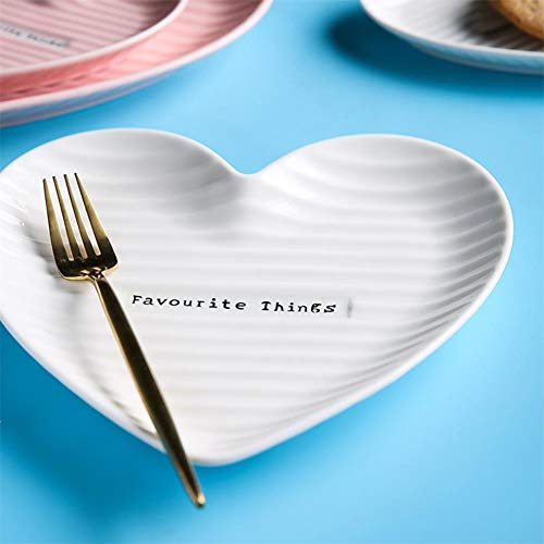 Surveel 4 Pieces Stylish Ceramic Heart Shaped Plate For Dinner Steak Salad 7.9 Inch White Dessert Dish Durable Dishwasher Safe #TOP2