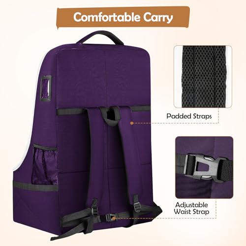 Image of YOREPEK Padded Carseat Travel Bag for Airplane, Car Seat Travel Backpack with Shoulder Straps, Gate Check Car Seat Bags for Air Travel, Toddler Airplane Travel Essentials
