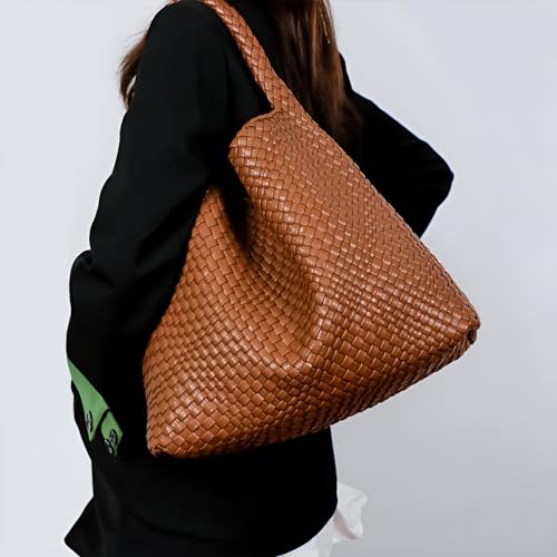 Image of Geelyda Woven Tote Bag for Women with Purse, Fashion Shoulder Hobo Underarm Bags, Large Woven Handmade Work Commuter Day Bags