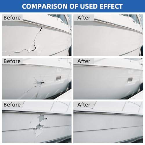 FENFANDAS Fiberglass Boat Repair Kit White, Gel Coat Repair Kit for Boats, Marine Fiberglass Repair Kit for Boats, Epoxy Filler for Boats, Fiberglass Repair Kit Fix Holes Chips Pits Cracks - Thumbnail 2