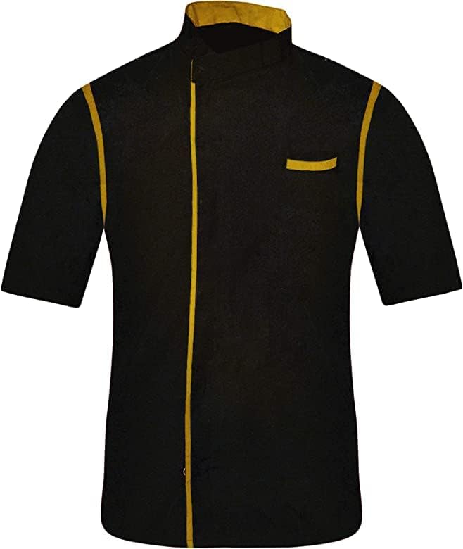 Men's Chef Coat Short Sleeve Jacket Multicolored Piping Exclusive Chef Jacket Size (XS-6XL)