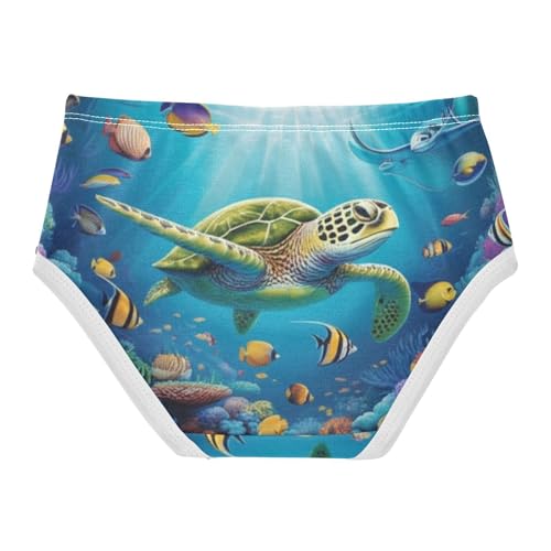 Vibrant Sea Turtle Underwater Panties Little Girl Girls Underwear Toddler Cotton Colorful Kids Undies Briefs 2t2