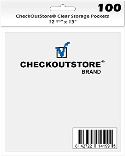 (200) CheckOutStore Clear Storage Pockets for Storing 12 x 12 Cardstock Paper Used for Rubber Stamping & Scrapbooking (Clear - 12 3/4" x 13")