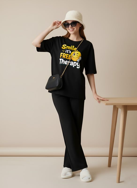 Image of My Swag Women Night Suit Cotton | Stylish Printed T-Shirt Pajama Set | Comfortable Sleepwear, Lounge Wear & Daily Home Wear | Plus Size