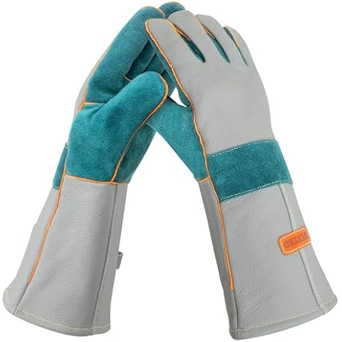 BEETRO Welding Goves Heat resistant 932°F Upper Cow Leather 3 Layers Working Gloves Soft Cotton Lining Breathable 16 Inches Mitts for Oven/Grill/Fireplace/Furnace/Stove/Pot Holder/BBQ/Animal Handling Cover