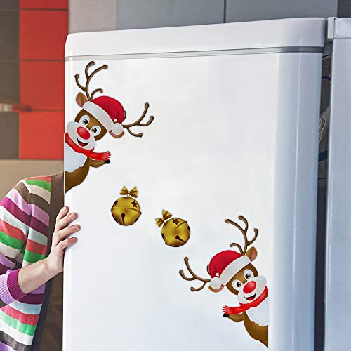 Christmas Reflective Car Magnets Set, Reflective Christmas Bulb Car Magnets Christmas Decorations Reflective Light Bulb Magnet Decorations For Car Refrigerator Door (Christmas Reindeer Bells) #TOP3