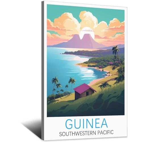 Poster de voyage vintage Guinée pour créer un salon évasion Pacifique