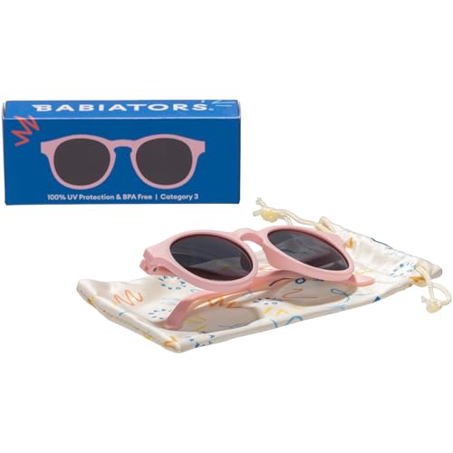 Image of Babiators Kids Sunglasses With UV400 Smoke Lens for 0-2 Years Kids, 100% UVA + UVB Sun Protection | Non-Breakable Flexible Rubber Frame, Shatter and Impact Resistant, BPA Free | The Keyhole - Pink