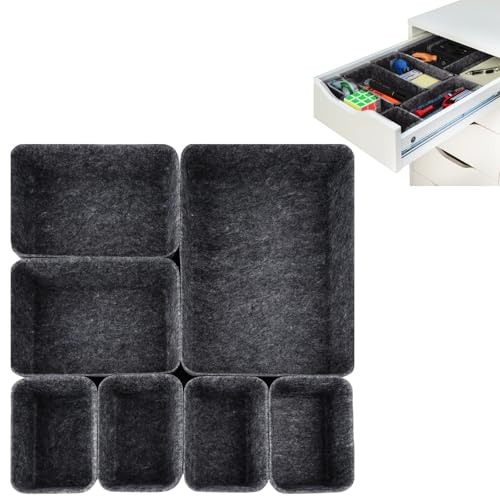 OGNWFUNK Drawer Organizer Compatible with Alex – 7 Pack Felt Desk and Makeup Drawer Organizers, Soft Storage Bins for Office, Vanity, Bedroom, and Dresser Drawers