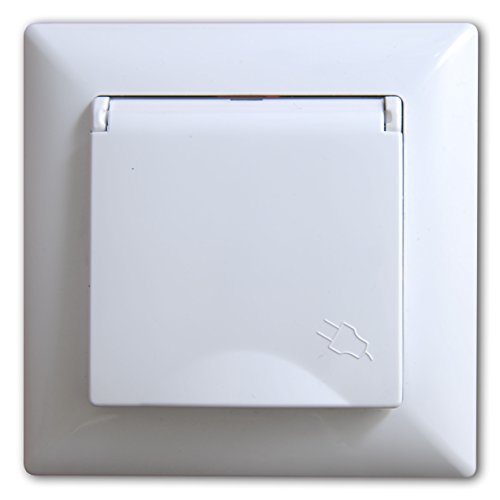 Visage Steckdose mit Deckel Unterputz Weiss, Praktisches Steckklemmen-System - Kabelanschluss ohne Schrauben