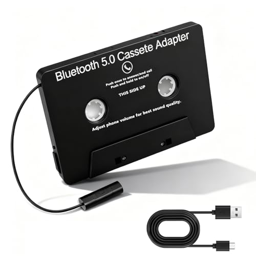 ZRZTM Cassettes Audio Bluetooth 5.0, adaptador de casete, adaptador AUX Bluetooth para coche, audio a AUX Smartphone, reproductor de CD, se puede utilizar para teléfonos móviles, smartphones