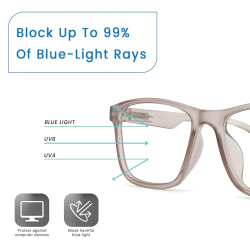 Image of UV Protection Glasses Blue Cut Blocking Harmful Rays Glasses for Men & Women Zero Power Computer Specs Eye Protection Lightweight Frame with Case & Cleaning Cloth
