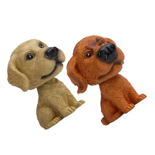ABOOFAN 2piezas Figuras De Perro Cabezón para Coche Adorno para Salpicadero Divertido y Estético Accesorios Interior del Coche para Mujer Decoración De Cachorro para