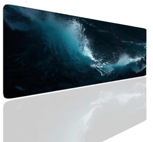 Tapis de Souris Gaming XXL 120x60x0.4cm Tapis Souris Gamer Vague Mouse Pad Mat Caoutchouc Antidérapante Mousepad Haute Précision et Vitesse, sous-Main Résistant, Tapis Bureau pour Claviers, PC S-1219