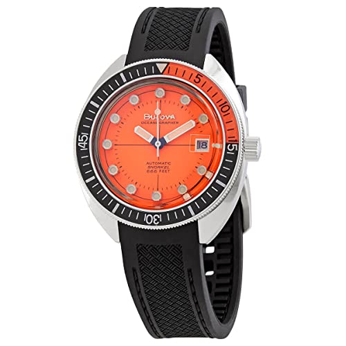 Bulova Devil Diver Oceanographer Men's Watch with Black Rubber Strap | 41mm  | 96B350, Diver, Orange, Diver, Orange, Diver : Amazon.com.be: Fashion