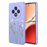 HTXWXJC Phone Case for Oppo Reno12 F Case, Oppo Reno12 FS Case Shockproof Flexible Bumper TPU Soft Case Flower Pattern Phone Cover for Oppo Reno12 F Purple Flower