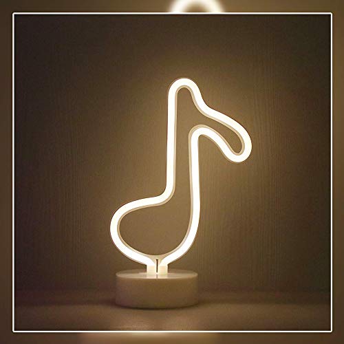 Enuoli Music Notes Neon Lights With Base Warm White Decor Light Led Night Light Wall Table Decor Battery Operated Creative Lighting Lamp Home Decoration Party Decoration Best Gift For Kids #TOP1