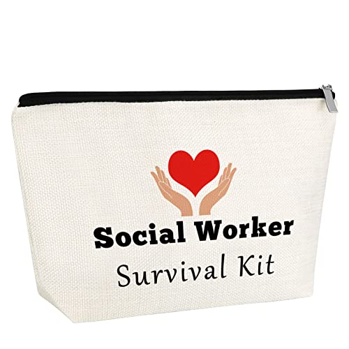 Social Worker Gift Thank You Gift for Woman Makeup Bag Social Work Appreciation Gift Cosmetic Bag Birthday Gift for Social Worker Volunteer Friends Travel Pouch Christmas Thanksgiving Day Gift