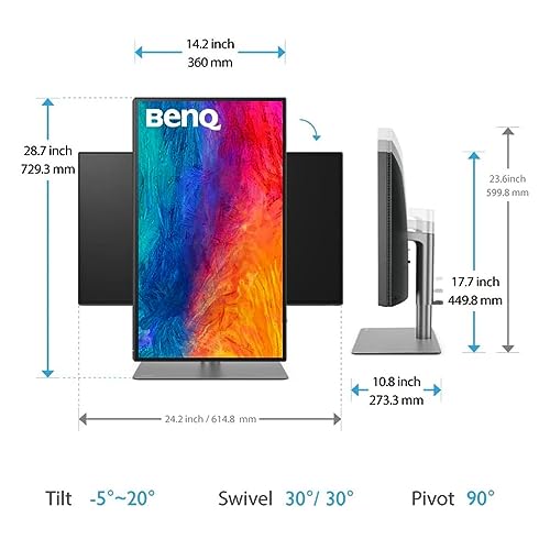 BenQ PD2725U 27" 4K UHD Thunderbolt 3 Monitor | HDR | Mac-Ready | 100% sRGB and 95% P3 │Hotkey Puck│DualView│Ergonomic| AQCOLOR and Eye-Care tech by BenQ - Image 9