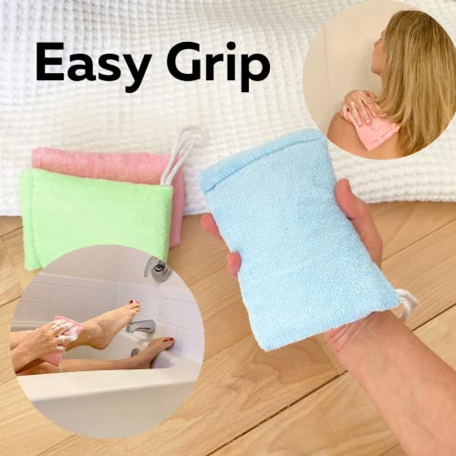 Evelots 3 Pack Microfiber Exfoliating/Cleansing Bar Soap Saver Pocket-No More Wasted Soap-Includes Sponge And Rope #TOP4